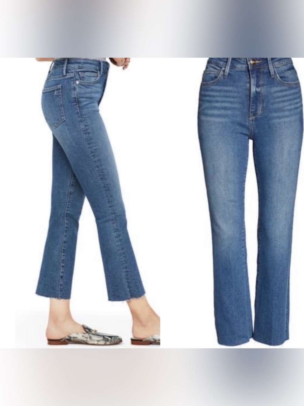Sam Edelman The Stiletto High Rise Crop Boot Jeans Size 27 Medium Wash Raw Hem - Picture 2 of 13